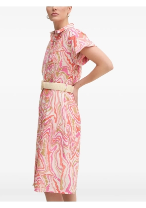 La Petite Française Raja belted patterned midi dress - Pink