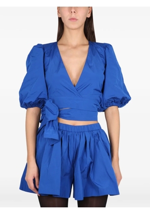 RED Valentino puff-sleeve tie-waist top - Blue