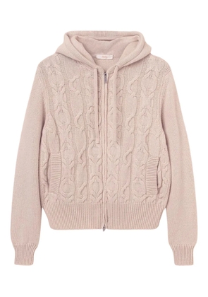Fedeli cable-knit hooded cardigan - Pink