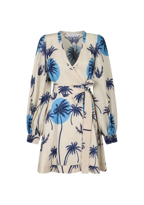 Raquel Diniz V-neck palm tree mini dress - Neutrals