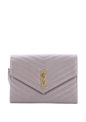 Saint Laurent Pre-Owned Classic Monogram Envelope Wristlet Matelasse Chevron Leather clutch bag - Grey