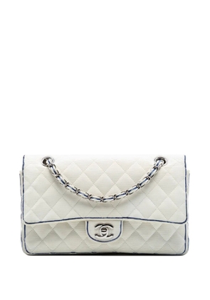 CHANEL Pre-Owned 2014 Medium Classic Printed Grosgrain Double Flap shoulder bag - White