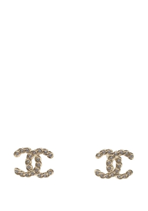 CHANEL Pre-Owned 2019 Gold Plated CC Crystal Push Back Earrings costume earrings