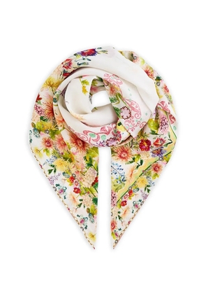 Camilla Crystalled floral pocket square - White