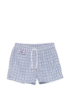 Kiton floral-print swim shorts - Blue