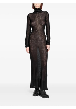 YEHUAFAN roll-neck mohair maxi dress - Black