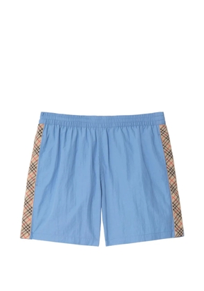 Burberry Check-trim swim shorts - Blue