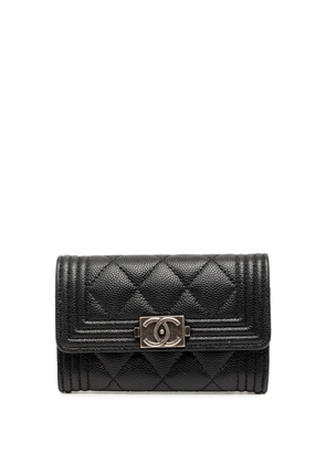 CHANEL Pre-Owned 2021-2026 Quilted Caviar Boy Flap card holder - Black