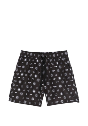 Moschino drawstring print swim shorts - Black