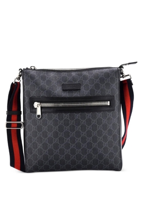 Gucci Pre-Owned Web Strap Front Zip Messenger Bag GG Coated Canvas Medium crossbody bag - Black
