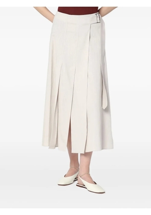 Department 5 pleated wrap linen-blend skirt - Grey