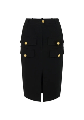 Elisabetta Franchi flaps metal buttons midi skirt - Black