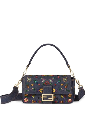FENDI medium Baguette floral-motif shoulder bag - Blue
