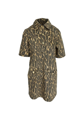 GANNI animal-print mini dress - Brown
