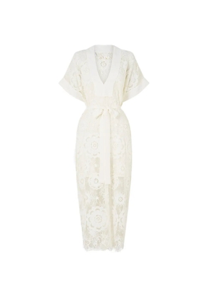 Camilla I Left my Heart in Granada tie waist lace kaftan - Neutrals