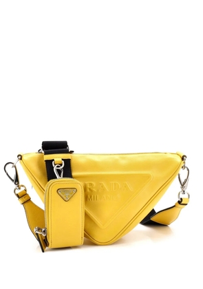 Prada Pre-Owned Triangle Logo Zip Leather Small crossbody bag - Yellow
