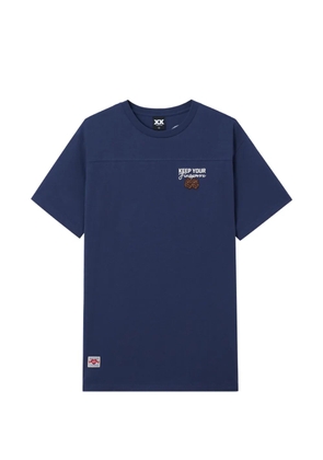 FINGERCROXX embroidery panelled T-shirt - Blue