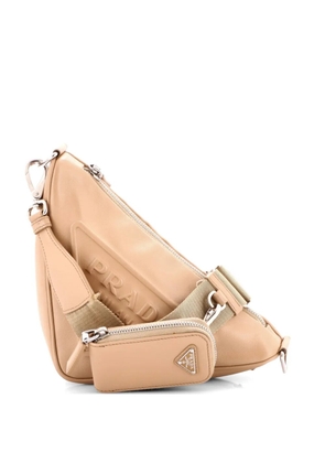 Prada Pre-Owned Triangle Logo Zip Leather Small crossbody bag - Neutrals