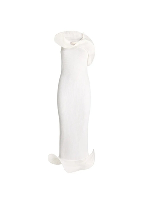 Genny ruffled ribbed dress - White