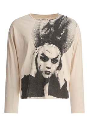 RRR123 Clayton portrait-print long-sleeve T-shirt - Neutrals