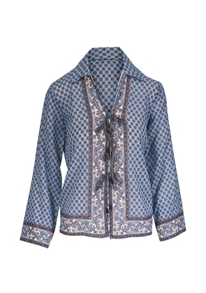 Veronica Beard Eva printed tie-neck blouse - Blue
