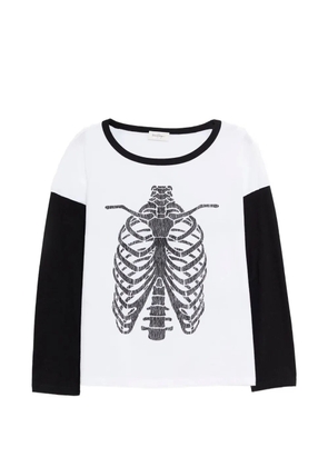 Second/Layer long-sleeved skeleton-print T-shirt - White