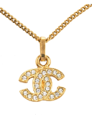 CHANEL Pre-Owned 1970-1980 CC Gold Plated Rhinestones Pendant Necklace costume necklace