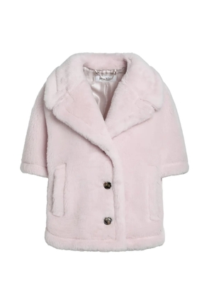 Max Mara Corvino teddy-texture buttoned cape - Pink