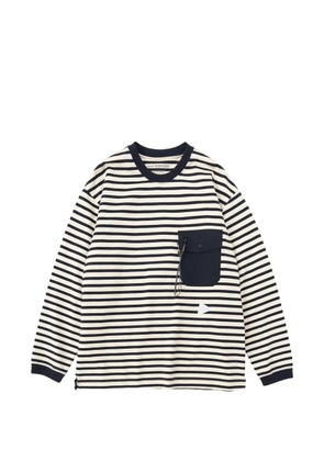 and Wander striped patch-pocket T-shirt - Neutrals