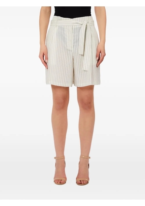 LIU JO tie belt striped shorts - White