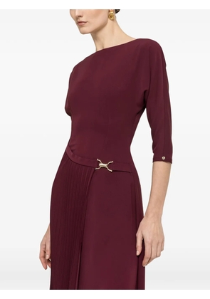 NISSA pleat-detail midi dress - Red