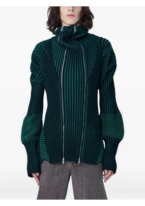 LUEDER ribbed zip-up jacket - Green