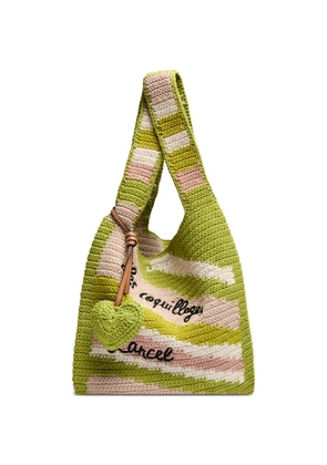 Lancel medium Summer Mania striped heart-charm tote bag - Green