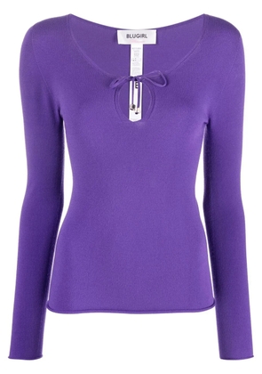 Blugirl keyhole-tie front jumper - Purple