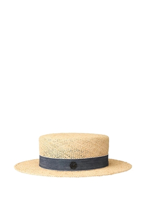 Maison Michel Kiki emblem ribbon hat - Neutrals
