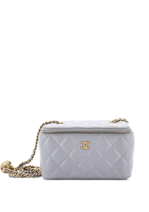 CHANEL Pre-Owned Pearl Crush Vanity Case with Chain Quilted Lambskin Small clutch bag - Grey
