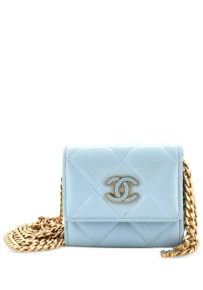 CHANEL Pre-Owned Pending CC Card Holder on Chain Quilted Lambskin crossbody bag - Blue