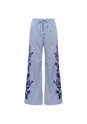 MALIPARMI striped embroidered trousers - Blue