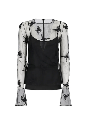 Blumarine butterfly net blouse - Black