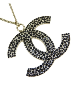CHANEL Pre-Owned 2008 CC Gold Plated Rhinestone Pendant Necklace costume necklace - Black