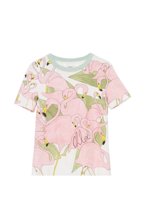 Chloé flamingo print t-shirt - White