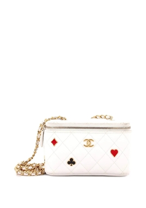 CHANEL Pre-Owned Coco Casino Vanity Case with Chain Quilted Caviar Small pouch - White
