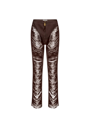 Elisabetta Franchi fringed nappa leather trousers - Brown