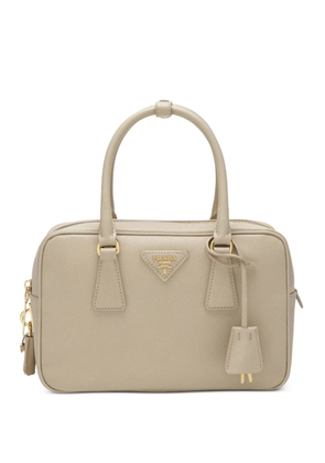 Prada top-handle logo clutch bag - Neutrals