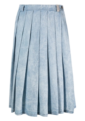 Fabiana Filippi distressed pleated denim skirt - Blue