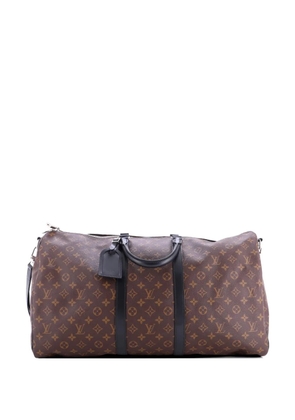Louis Vuitton Pre-Owned Keepall Bandouliere Bag Macassar Monogram Canvas 55 travel bag - Brown