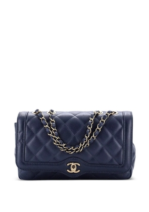 CHANEL Pre-Owned Hold The Line Flap Bag Quilted Shiny Aged Calfskin Medium shoulder bag - Blue