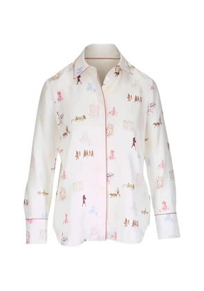 Lafayette 148 print twill blouse - White