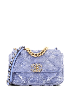 CHANEL Pre-Owned 19 Flap Bag Quilted Sequins Medium shoulder bag - Blue