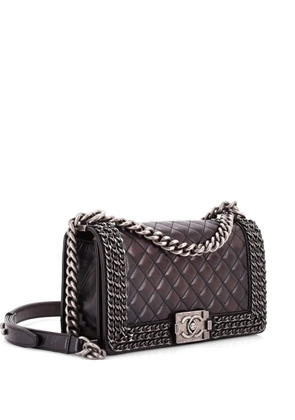 CHANEL Pre-Owned Chained Boy Flap Bag Quilted Glazed Calfskin Old Medium shoulder bag - Black